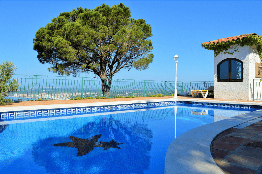 Enjoying the swimming pool in Mallorca