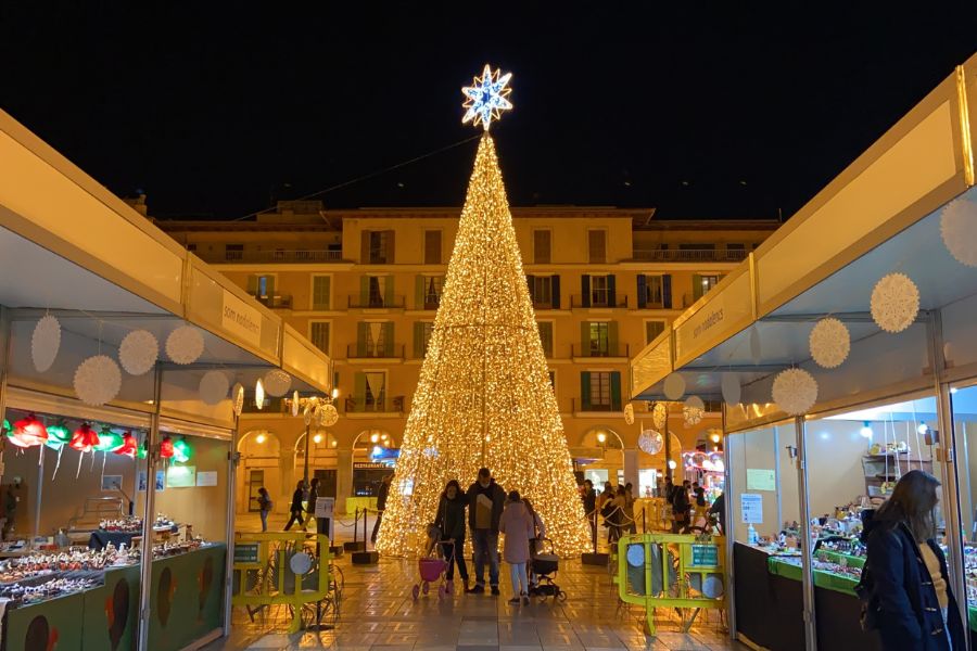 Christmas lights in Plaza Mayor Palma de Mallorca